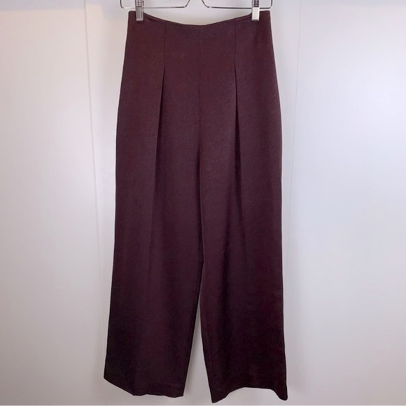 3.1 Phillip Lim sz 6 High Waist Wide Leg Aubergine Pleated Palazzo Pants - Picture 2 of 9